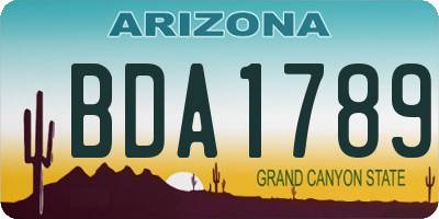 AZ license plate BDA1789