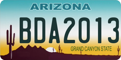 AZ license plate BDA2013