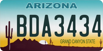 AZ license plate BDA3434