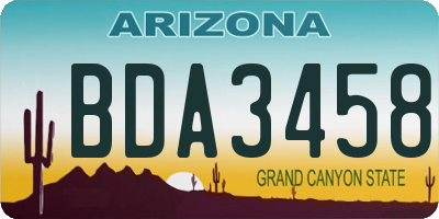 AZ license plate BDA3458