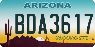 AZ license plate BDA3617