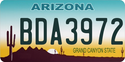 AZ license plate BDA3972