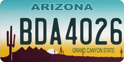 AZ license plate BDA4026