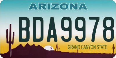 AZ license plate BDA9978