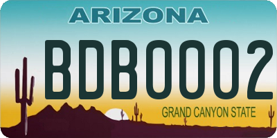 AZ license plate BDB0002