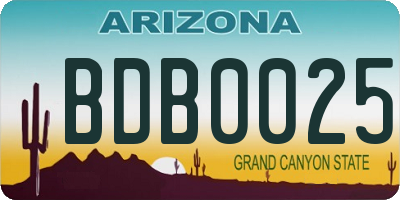 AZ license plate BDB0025