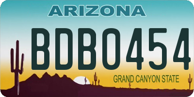 AZ license plate BDB0454