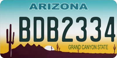 AZ license plate BDB2334