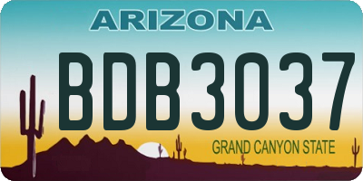 AZ license plate BDB3037