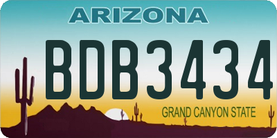 AZ license plate BDB3434