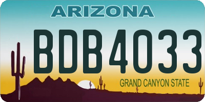 AZ license plate BDB4033