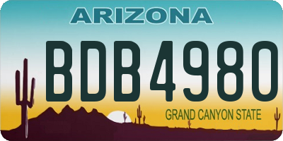 AZ license plate BDB4980