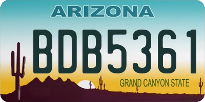 AZ license plate BDB5361