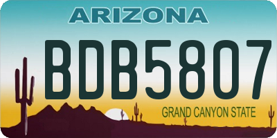 AZ license plate BDB5807