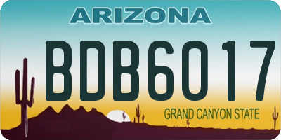 AZ license plate BDB6017