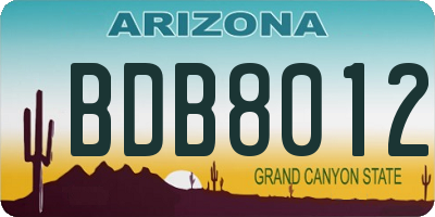 AZ license plate BDB8012