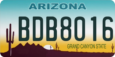 AZ license plate BDB8016