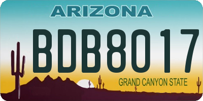 AZ license plate BDB8017