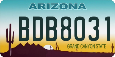 AZ license plate BDB8031