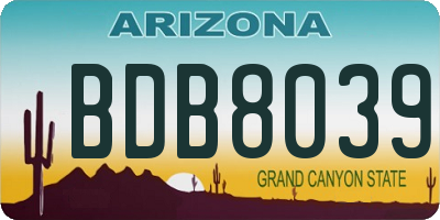 AZ license plate BDB8039