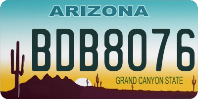 AZ license plate BDB8076