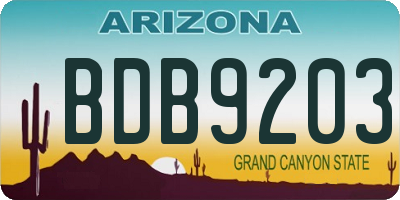 AZ license plate BDB9203