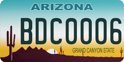 AZ license plate BDC0006