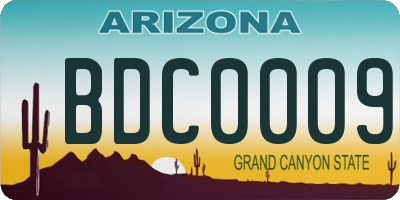 AZ license plate BDC0009