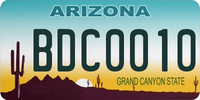 AZ license plate BDC0010