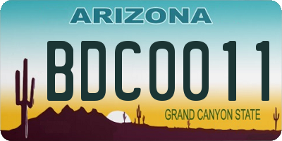 AZ license plate BDC0011