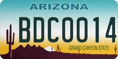 AZ license plate BDC0014