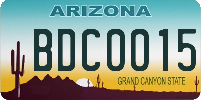 AZ license plate BDC0015