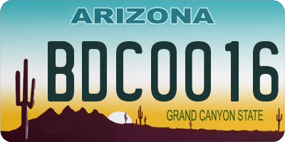 AZ license plate BDC0016