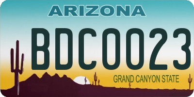 AZ license plate BDC0023