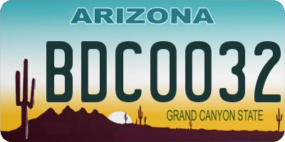 AZ license plate BDC0032