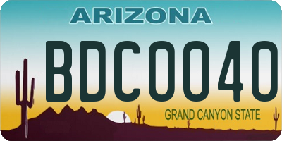 AZ license plate BDC0040