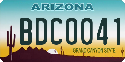 AZ license plate BDC0041