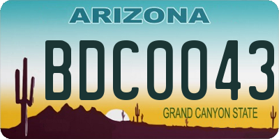 AZ license plate BDC0043