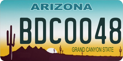 AZ license plate BDC0048