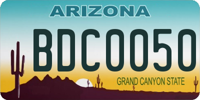 AZ license plate BDC0050