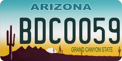 AZ license plate BDC0059