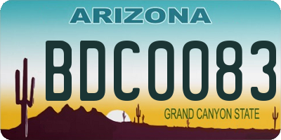 AZ license plate BDC0083