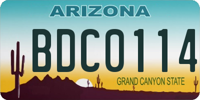 AZ license plate BDC0114