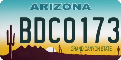 AZ license plate BDC0173