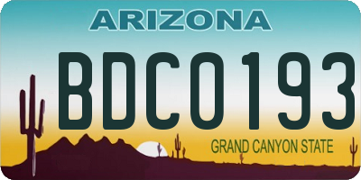 AZ license plate BDC0193