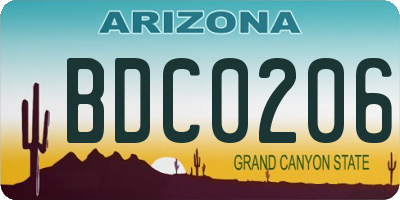 AZ license plate BDC0206