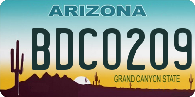 AZ license plate BDC0209