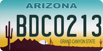 AZ license plate BDC0213