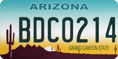 AZ license plate BDC0214