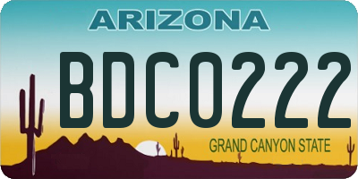 AZ license plate BDC0222